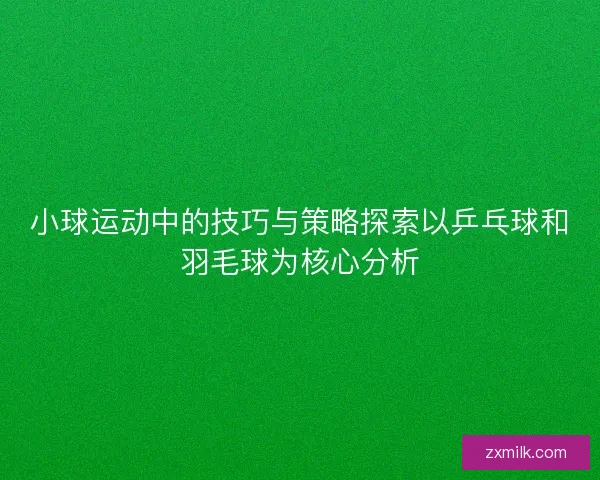 小球运动中的技巧与策略探索以乒乓球和羽毛球为核心分析 小球运动中的技巧与策略探索以乒乓球和羽毛球为核心分析